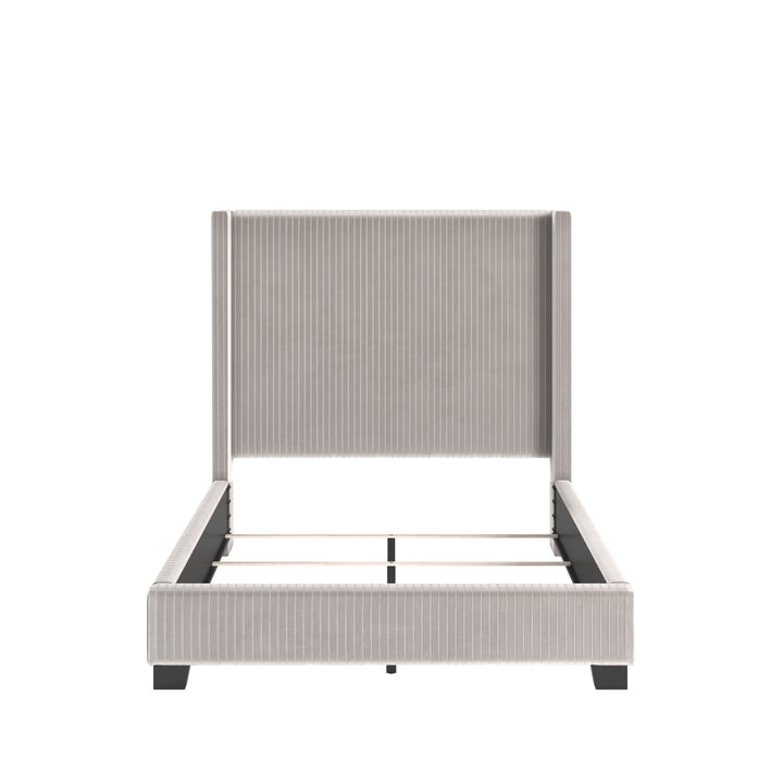 Wingback Upholstered Bed - Light Dove Gray, Full