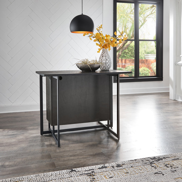 Black Finish 2-door Kitchen Island with Power and USB outlets