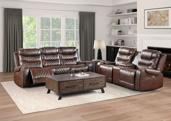 Power Double Reclining Sofa with Drop Down Cup Holders, Receptacles And Usb Port