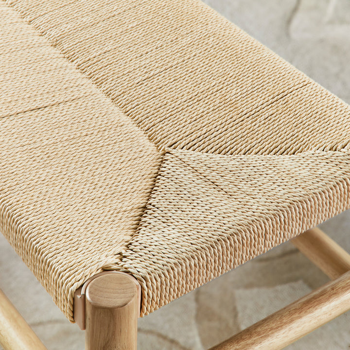 Solid Wood Bench with Weave Rope