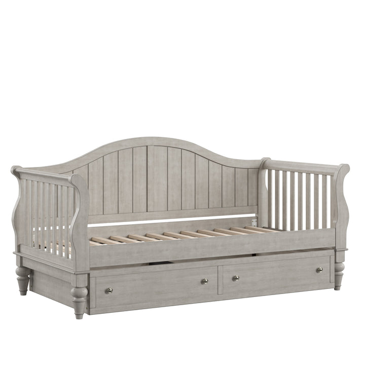 Traditional Wood Slat Daybed - Antique Gray, With Trundle